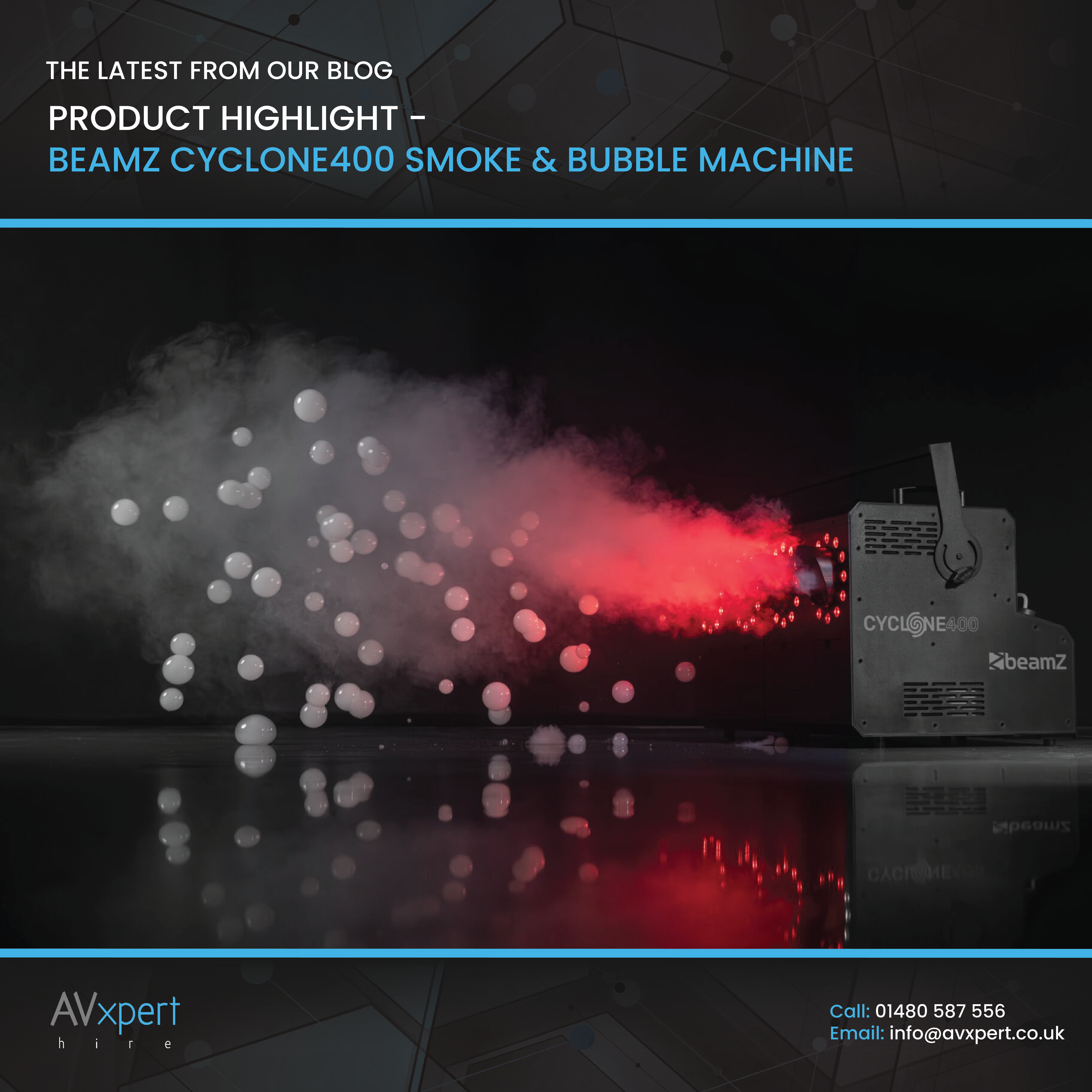 Smoke & Bubble Machine Hire UK - BeamZ Cyclone400 | AV Xpert Hire